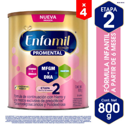 Fórmula Infantil Enfamil Premium Promental Etapa 2 – Lata de 800g (4 unidades)